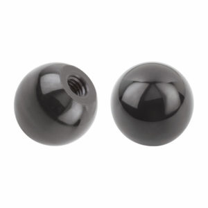 Ball knob, high glossy, made from glossy thermoset material with plastic thread